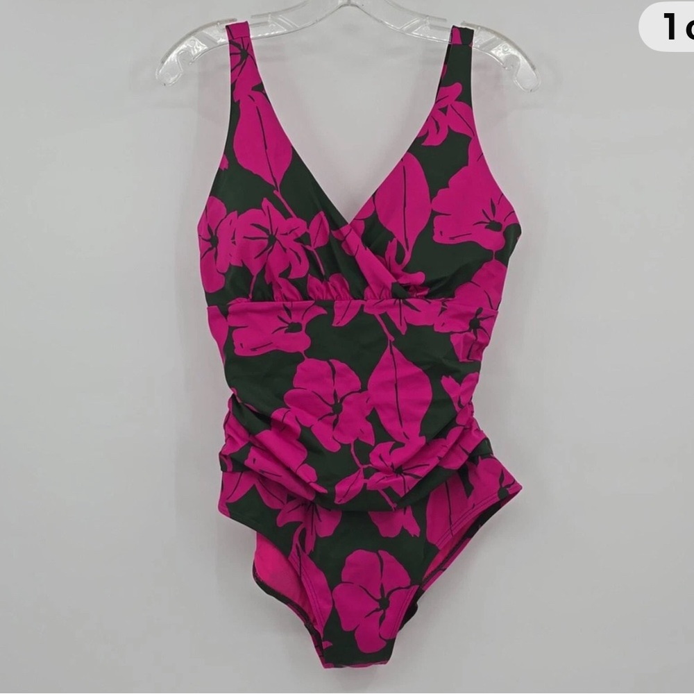 Boden Pink and Black Floral Swimsuit Sz 4R US